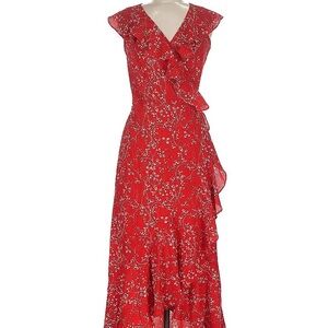 Max Studio Red Floral High Low Dress